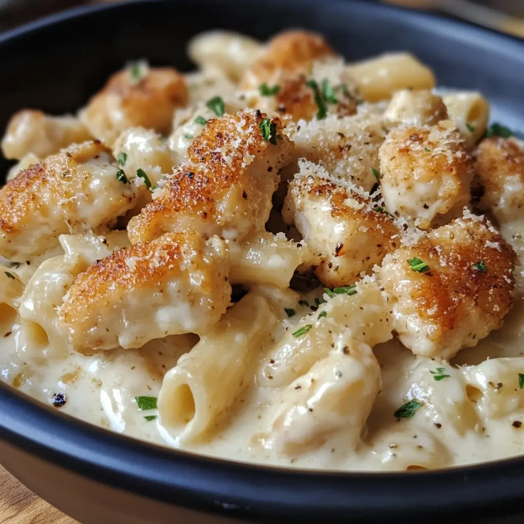 Delicious Garlic Butter Chicken Bites with Creamy Parmesan Pasta Recipe 3 Garlic butter chicken bites with creamy parmesan pasta