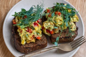 A vibrant  spicy egg salad 