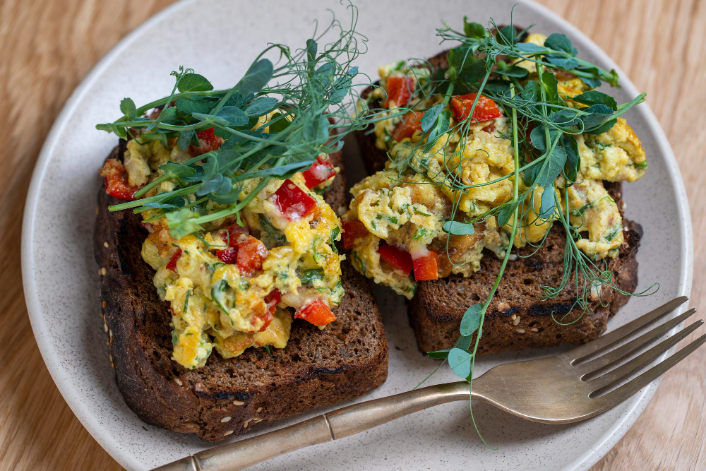 A vibrant spicy egg salad