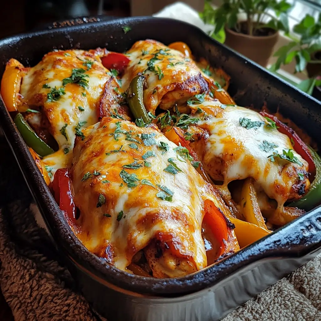 Cheesy Baked Chicken and Peppers: A Flavorful Family Favorite 2 cheesy baked chicken and peppers