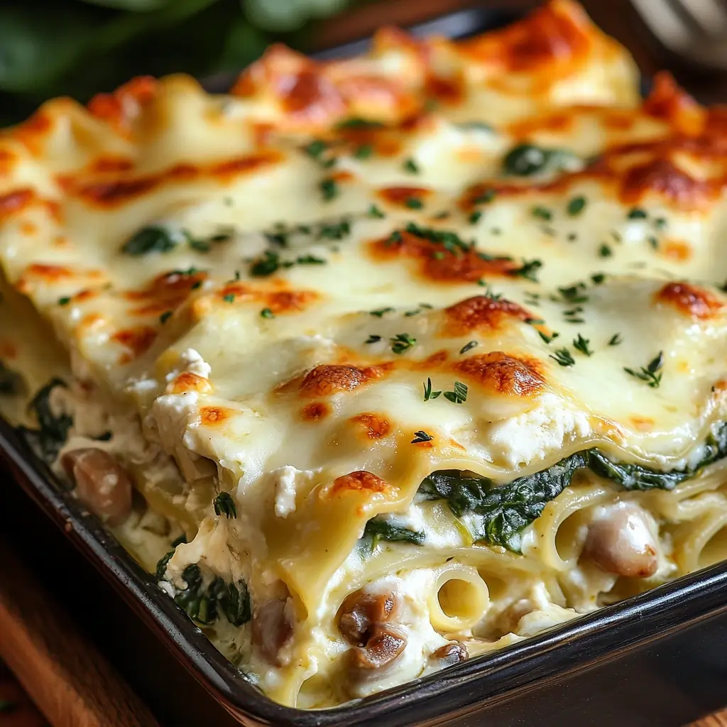 spinach chicken mushroom lasagna