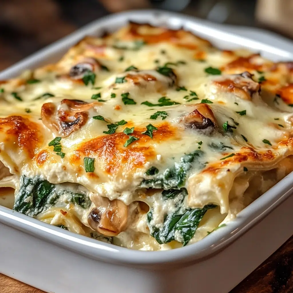 spinach chicken mushroom lasagna