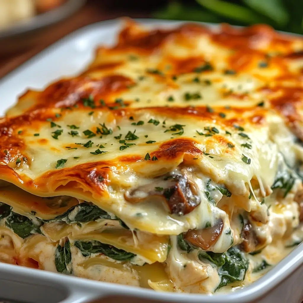 spinach chicken mushroom lasagna