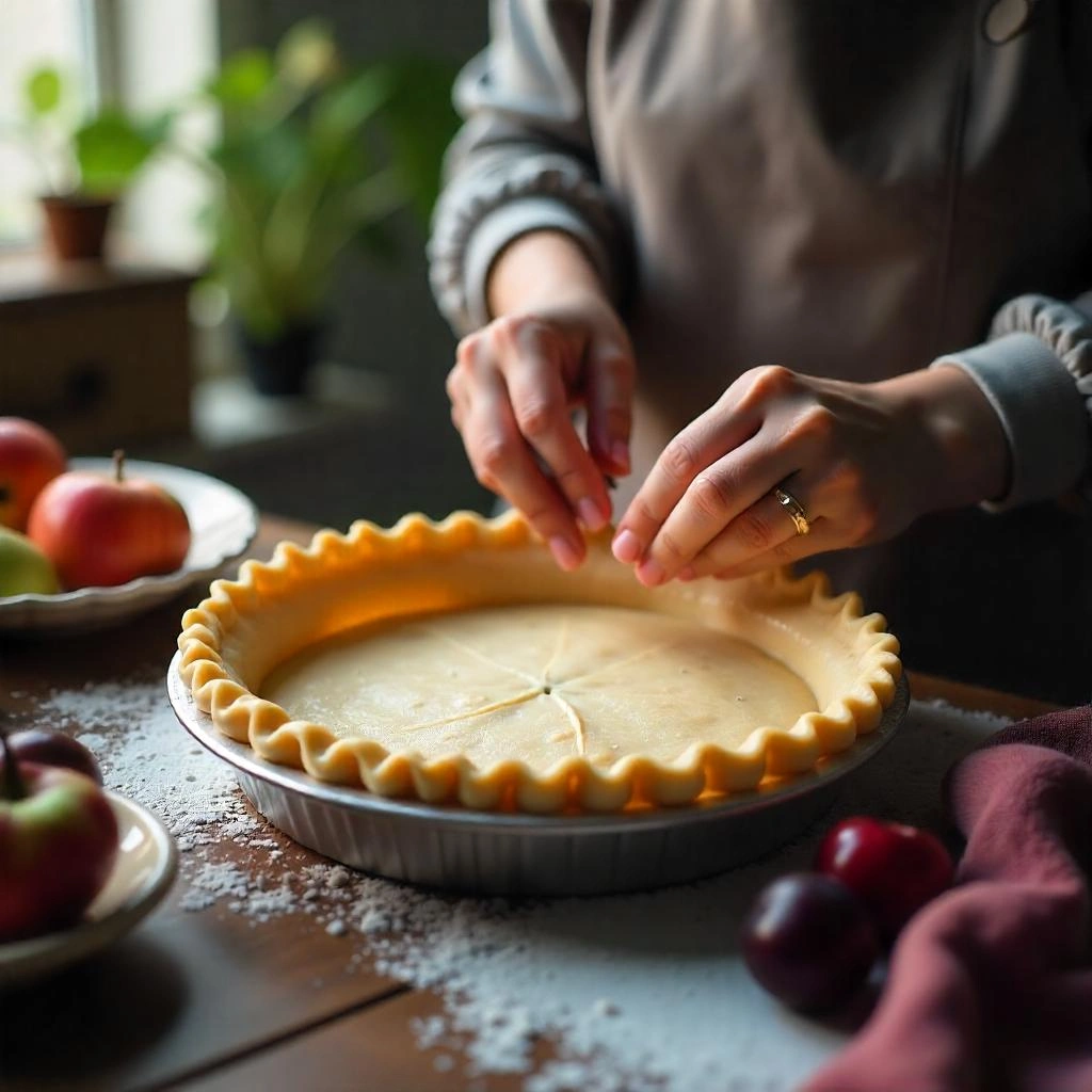 Strawberry Apple Pie Recipe for Every Occasion 3 An instructional image illustrating the process of perfecting a pie crust
